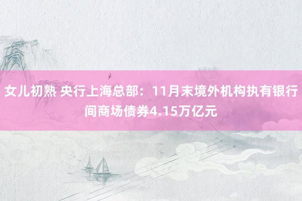 女儿初熟 央行上海总部：11月末境外机构执有银行间商场债券4.15万亿元