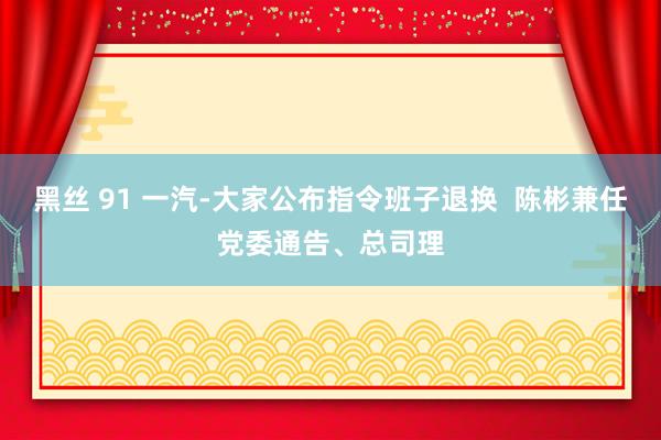 黑丝 91 一汽-大家公布指令班子退换  陈彬兼任党委通告、总司理