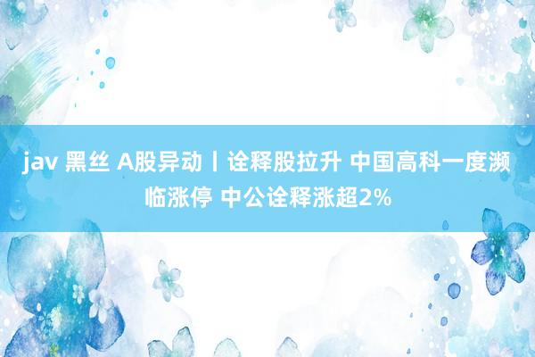 jav 黑丝 A股异动丨诠释股拉升 中国高科一度濒临涨停 中公诠释涨超2%