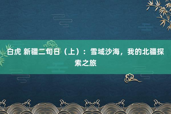 白虎 新疆二旬日（上）：雪域沙海，我的北疆探索之旅