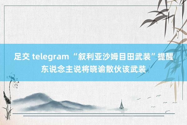 足交 telegram “叙利亚沙姆目田武装”提醒东说念主说将晓谕散伙该武装