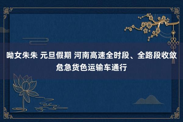 呦女朱朱 元旦假期 河南高速全时段、全路段收敛危急货色运输车通行