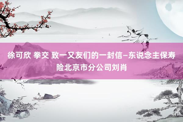 徐可欣 拳交 致一又友们的一封信—东说念主保寿险北京市分公司刘肖