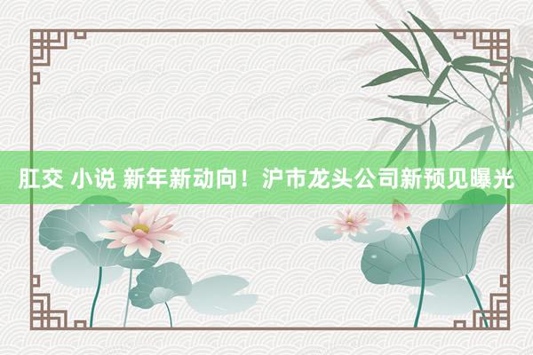 肛交 小说 新年新动向！沪市龙头公司新预见曝光