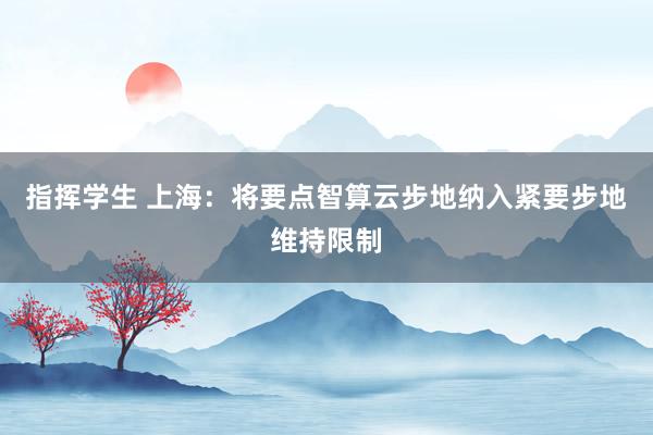 指挥学生 上海：将要点智算云步地纳入紧要步地维持限制