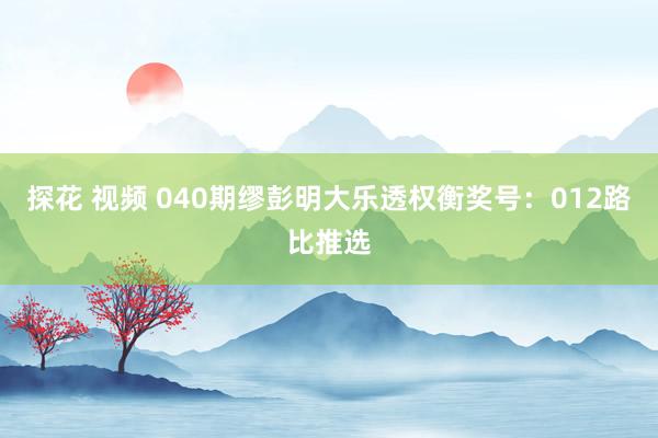 探花 视频 040期缪彭明大乐透权衡奖号：012路比推选